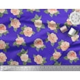 thumbnail image 2 of Soimoi Blue Heavy Canvas Fabric Leaves & Faith Rose Floral Decor Fabric Printed Yard 58 Inch Wide, 2 of 3