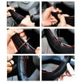 thumbnail image 7 of Walbest Genuine Leather Steering Wheel Cover, Stitch On Wrap, for 15 inches Round and D-Type Steering Wheels, Grey(M), 7 of 7