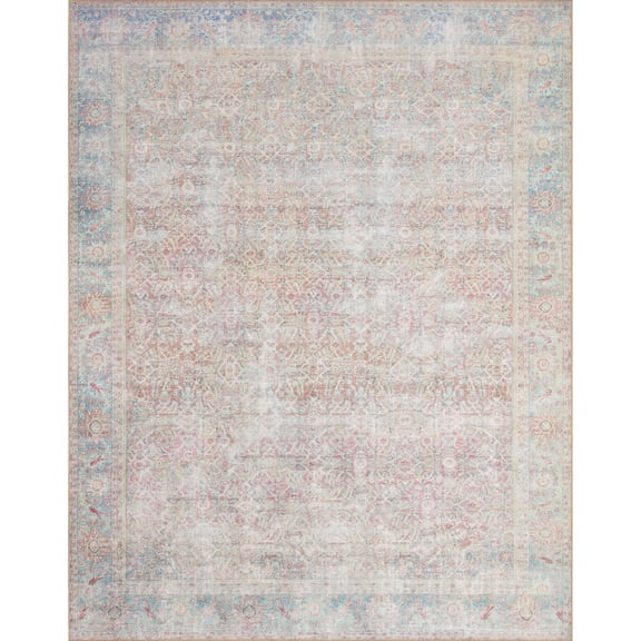 Loloi II Wynter WYN-04 Red / Teal Oriental Area Rug 18" x 18" Sample Swatch