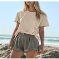 thumbnail image 5 of Pxiakgy t shirts for women womens t shirts Women's Short Sleeve T Shirt Casual Crew Neck Top Basic Summer Loose T Shirt Beige + L, 5 of 6