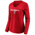 thumbnail image 2 of Women's Red Wisconsin Badgers #1 Mom Long Sleeve V-Neck T-Shirt, 2 of 3
