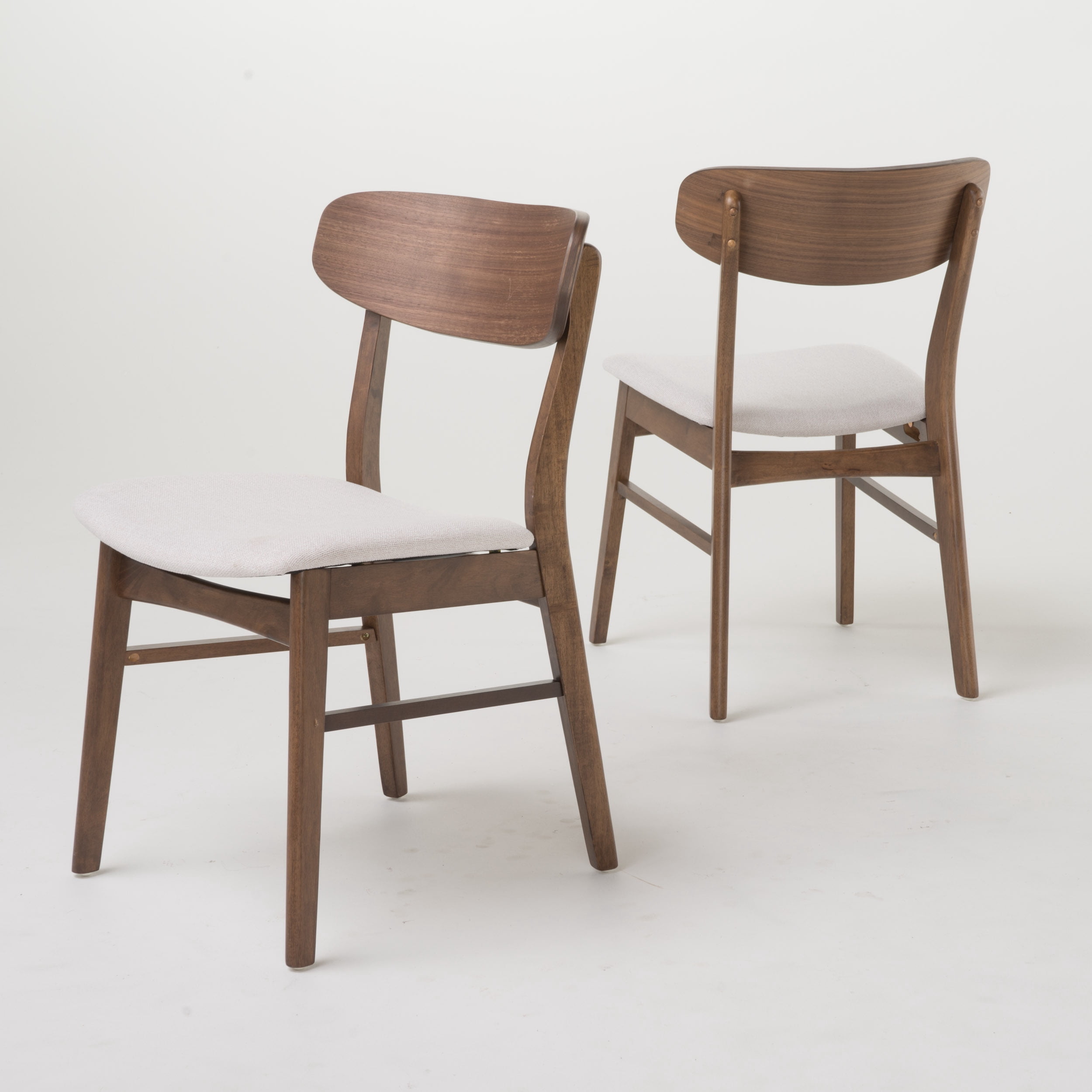 Noble House Harper Contemporary Fabric Dining Chair, Set of 2, Walnut