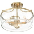 thumbnail image 6 of Possini Euro Design Alia Modern Ceiling Light Semi Flush Mount Fixture 14" Wide Warm Brass 3-Light Clear Glass Shade for Bedroom Living Room Hallway, 6 of 7