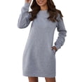 thumbnail image 1 of IDALL Robe à Manches Longues, Robes Petites Col Rond Manches Longues Robe Pull Taille Élégante, Robes Femmes, Robes Décontractées pour Femmes Robe TG, 1 of 4