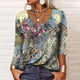 thumbnail image 1 of Camisa elegante retro con cuello en U, botones y manga larga con estampado geométrico de flores, 1 of 1
