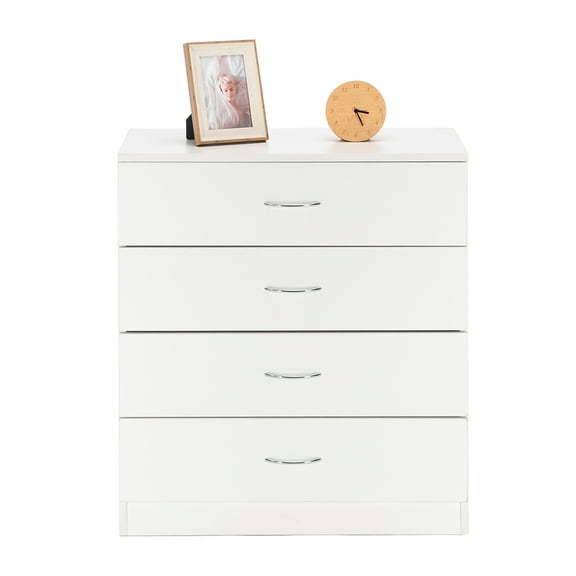 SSyao 4 Drawer Dresser Nightstand Storage Chest of File Cabinet Wooden Sidetable-White