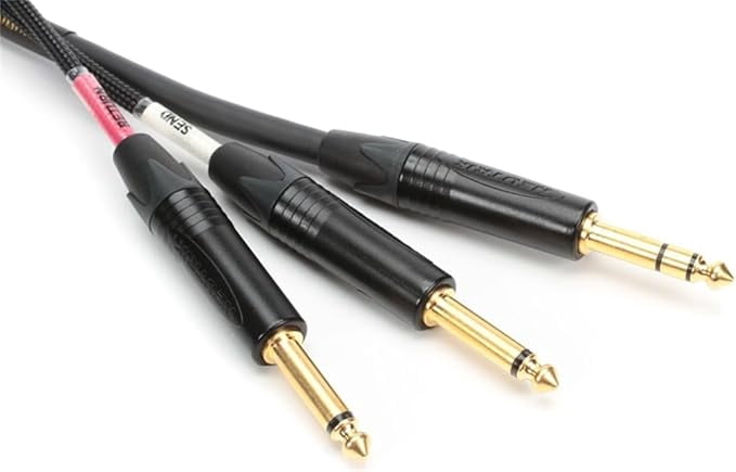 Mogami GOLD INSERT TS-12 TS Cable - 1/4-inch TRS Male to Dual 1/4-inch TS Male - 12 foot