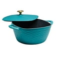 thumbnail image 6 of Tramontina Prisma 7-Quart Enameled Cast Iron Square Dutch Oven with Lid, Matte Teal with Gold Knob, Oven-Safe, 6 of 9