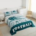 thumbnail image 3 of Feelyou Eat Sleep Sports Queen Comforter Set, Gray Teal Football Helmet Bedding Sets, Teens Kids Boys Girls Reversible Bedding Comforter Set, Ultra Soft Bedroom Decor, 3pcs, 3 of 8