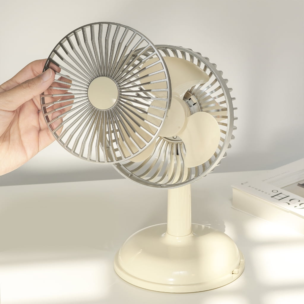 Retro Style USB Desk Fan Mini Table Fan 2 Speeds Angle Adjustable Fan for Home Office Car Outdoor Travel