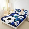thumbnail image 4 of Feelyou Cartoon Soccer Boys Twin Sheet Sets, Graffiti Honeycomb Twin Fitted Sheet, Football Rugby Game Flat Sheet, Luxury Bedroom Decor, 3-Piece, 4 of 7