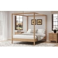 thumbnail image 1 of Solid Wood Queen Size Canopy Bed Frame Four Poster Platform Bed with Slats Support, No Box Spring Needed, Natural, 1 of 5