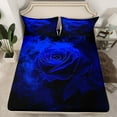 thumbnail image 2 of Feelyou Blue Rose Flower Full Size Sheets, Romantic Valentines Day Bed Sheets, Teens Adult Women Men Sheet Sets, Lightweight Room Decor, 4pcs, 2 of 7
