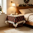 thumbnail image 6 of Christmas Square Tablecloth, Ruffled Christmas Plaid Polyester Blend Table Cover for Dining Table and Holiday Party, 31 x 31 in, 6 of 6