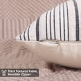 thumbnail image 6 of Black and Beige 12x20 Farmhouse Pillow Covers Set of 2 Black Linen Striped Patchwork Boho Lumbar Pillow Cover for Living Room Couch and Sofa, 6 of 6