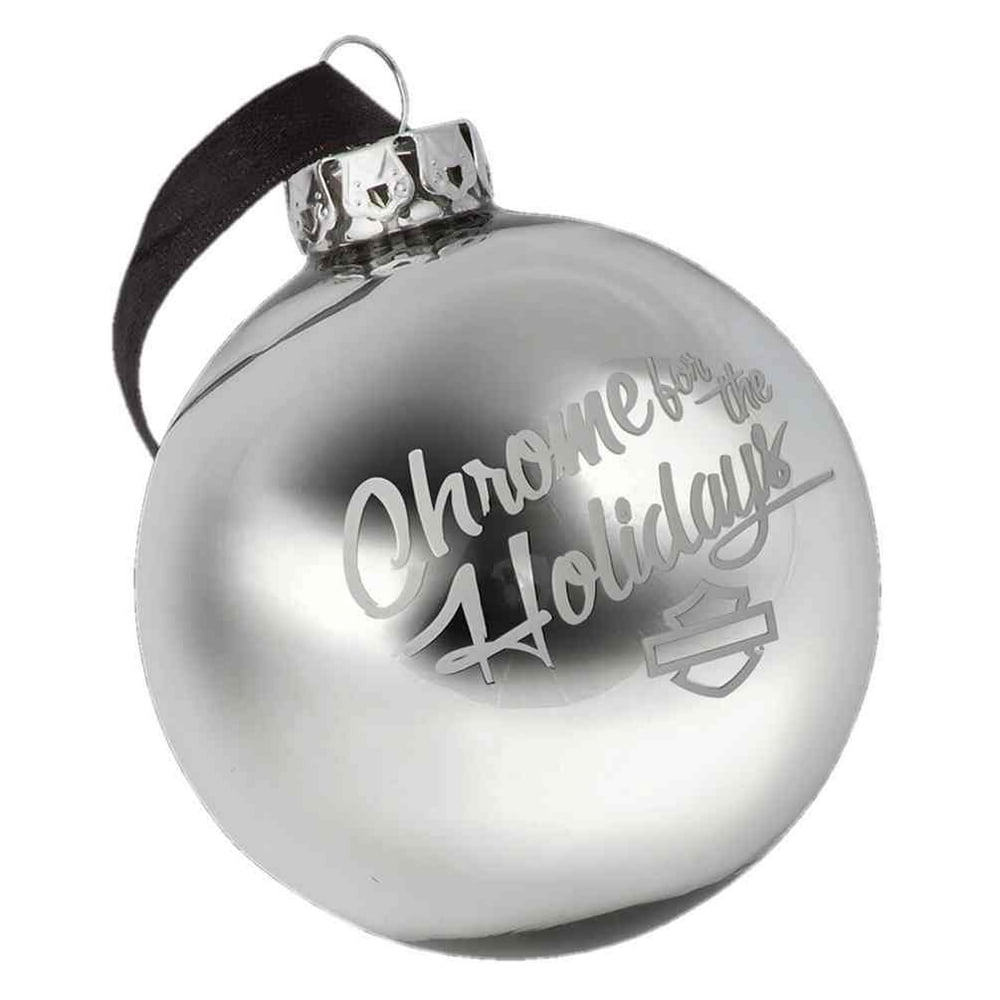 HarleyDavidson Winter Chrome For The Holidays Ball Ornament, Silver