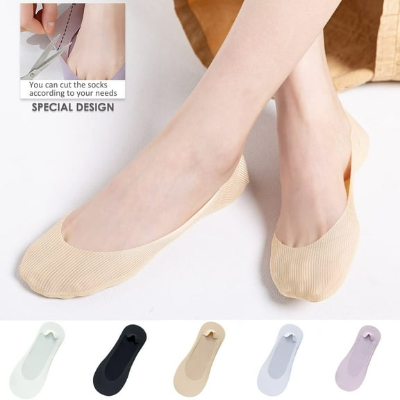 1 Pair Womens Ballet Flat Socks with Lace Accent Solid Color No Show Non Slip Grip Footwear