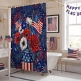 thumbnail image 5 of Independence Day Shower Curtain, 72" x 72", U. S. Flag White Five-Pointed Stars Fantasy Firework Waterproof Bathroom Curtain Washable Shower Curtain Set with 12 Hooks, 5 of 9