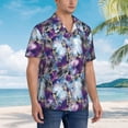 thumbnail image 5 of Daiia Purple Marble Texture Hawaiian Shirt for Men Gentle Cotton Regular Short Sleeve Casual-X-Large, 5 of 9