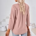 thumbnail image 6 of Npasoilc Tops for Women Trendy Textured Jacquard Long Sleeve V-Neck Button Up Cuff Lightweight Breathable Blouse Solid Color Casual Loose T-Shirts, 6 of 7