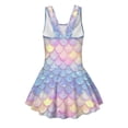 thumbnail image 5 of COEQINE Girls One Piece Swimsuit with Flowy Skirt Bottom, Soft Tank Style Neckline Skirted Swimwear, Comfort Polyester Spandex Bathing Suit for 8-9 Year Olds, Dreamy Mermaid Scales, 5 of 8