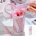 thumbnail image 2 of Clear Mesh Pen Holder Case, 2-in-1 Standing Zipper Pouch, Large Capacity Stationery Organizer, for Students Back to School Supplies, Pink, 2 of 8