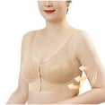 thumbnail image 7 of Bras! Ashirexll Front Close Bras for Women, Wireless Push Up Solid Color Soft Summer Thin No Steel Ring Breathable Gathering Bra Beige 3XL, 7 of 7
