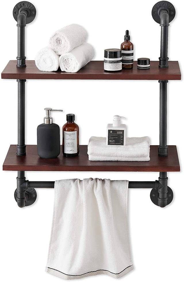 Details about   Industrial Iron Pipe Bathroom Towel Rack Set Retro Black Wall-Mounted Towel Kit 