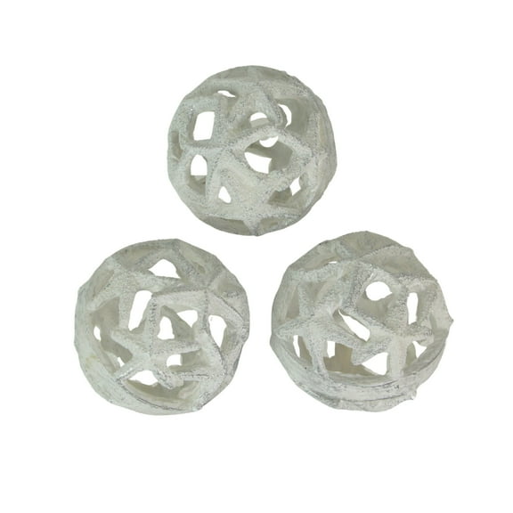 Fancy That Set of 3 Weathered White Starfish Orbs - Ideal for Beach décor or Centerpieces - White