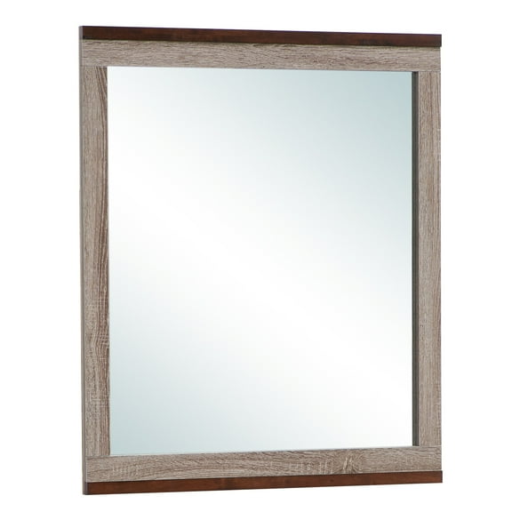 Rustic Wall Mirror - Gray Brown Accent Mirror for Living Room, Bedroom, Bathroom Decor