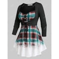 thumbnail image 2 of Camiseta a Cuadros 2 en 1 Talla Extra Rosegal  Mangas largas de talla grande, 2 of 5