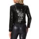 thumbnail image 3 of Chaquetas cortas de lentejuelas INSPIRE CHIC para mujeres, blazer brillante de manga larga y frente abierto, XS negro, 3 of 6