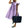 thumbnail image 1 of Women‘s Crew Neck Casual Short Sleeve Ruffle-Trim Summer Mini Dresses, 1 of 2