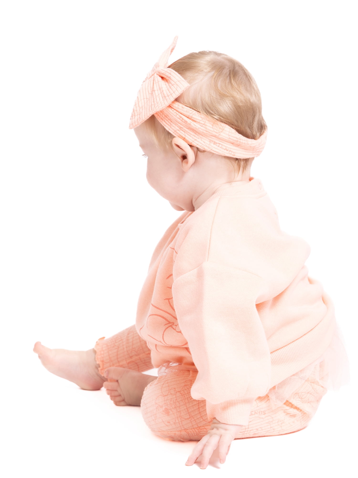 Winnie the Pooh Baby Girls Graphic Tulle Sweatshirt and Printed Leggings with Bow Headband Set, 3-Piece, Sizes 0/3M-24M