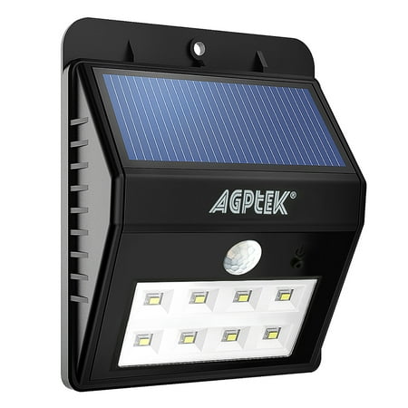 AGPtek Solar lights Bright 8 LED Solar Powered Led Security Lights with Motion Sensor Waterproof Wall Lights