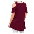 thumbnail image 3 of JustVH Womens Cold Shoulder Soild Color Casual Tunic Blouse Tops, 3 of 4