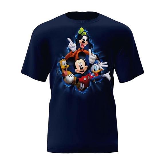Disney Mickey & Friends Navy Adult Tee Shirt, XS-2XL (Unisex)