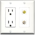 thumbnail image 1 of Ultra Spec Cables 15 Amp Power Outlet 1 Port RCA 1 Port RCA Yellow Wall Plate, 1 of 1