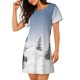 thumbnail image 2 of Fotbe Snowman And Christmas Tree Bata de Dormir para Mujer con Estampado, Camisón de Algodón de Manga Corta, Ropa de Dormir Casual, 2 of 6