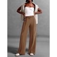 thumbnail image 4 of Women Wide Leg Pants High Waisted Business Casual Work Trousers Dressy Pants with Pockets Brown M, 4 of 9