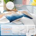 thumbnail image 2 of 3 Piece Blue Geometric Beach Duvet Cover Set California King,Microfiber Comforter/Quilt Cover with Corner Ties and 2 Pillowcases,Ombre Waves Moire Abstract Art All Season Bedding with Zipper Closure, 2 of 8