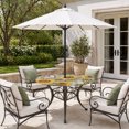 thumbnail image 2 of Round Outdoor Tablecloth with Umbrella Hole and Zipper, Farmhouse Sunflowers Tablecloth with Elastic Waterproof, Rustic Barn Doors Flowers Butterfly Wooden Patio Table Covers for 55" - 60" Tables, 2 of 9