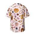 thumbnail image 2 of Naloa Cute Dog Men's Loose Fit Cuban Collar Short-Sleeve Shirt with Button-down and Chest Pocket for Everyday Wear Outings - Large, 2 of 7