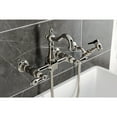 thumbnail image 4 of Kingston Brass KS2446ALBS Heritage Double-Handle Wall-Mount Bridge Kitchen Faucet with Brass Sprayer, Polished Nickel, 4 of 7