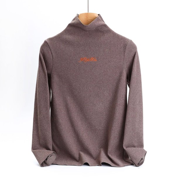 Ropa interior térmica para mujer, camiseta básica de cuello semialto, ropa interior térmica de manga larga de terciopelo alemán grueso, pijama de poliéster para mujer