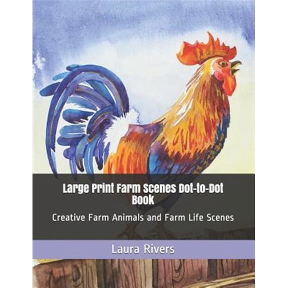 Pre-Owned Large Print Farm Scenes Dot-to-Dot Book: Creative Farm Animals and Farm Life Scenes