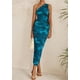 thumbnail image 4 of Vestido PRETTYGARDEN de un Hombro con Frunces y Estampado Floral XL, 4 of 8