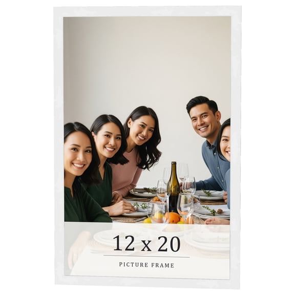 12x20 Frame White Real Wood Picture Frame Width 0.75 inches | Interior Frame Depth 0.5 inches |