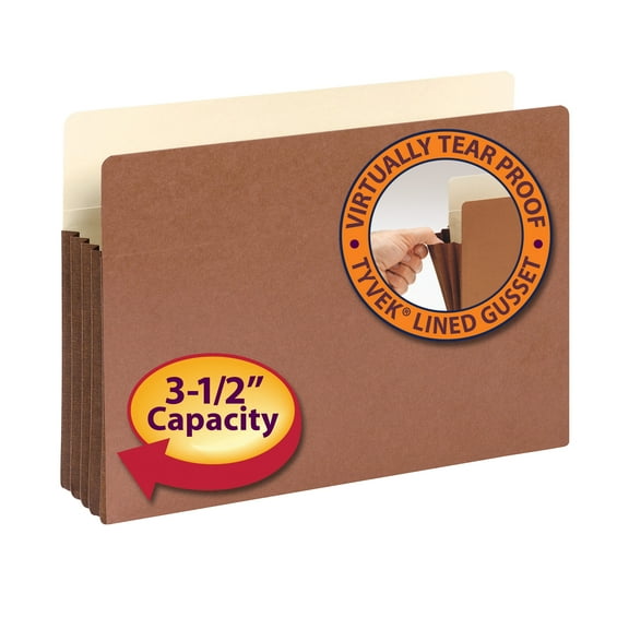 Smead Redrope File Pockets 3.5" Fully-Lined Gusset 10/BX Legal (74264)