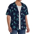 thumbnail image 2 of Pofeuu Ice Blue Starfish and Jellyfish Print Mens Casual Short Sleeve Shirts Beach Summer Spread Collar Pocket Tops Men's Casual Short-sleeved Shirt-XX-Large, 2 of 5